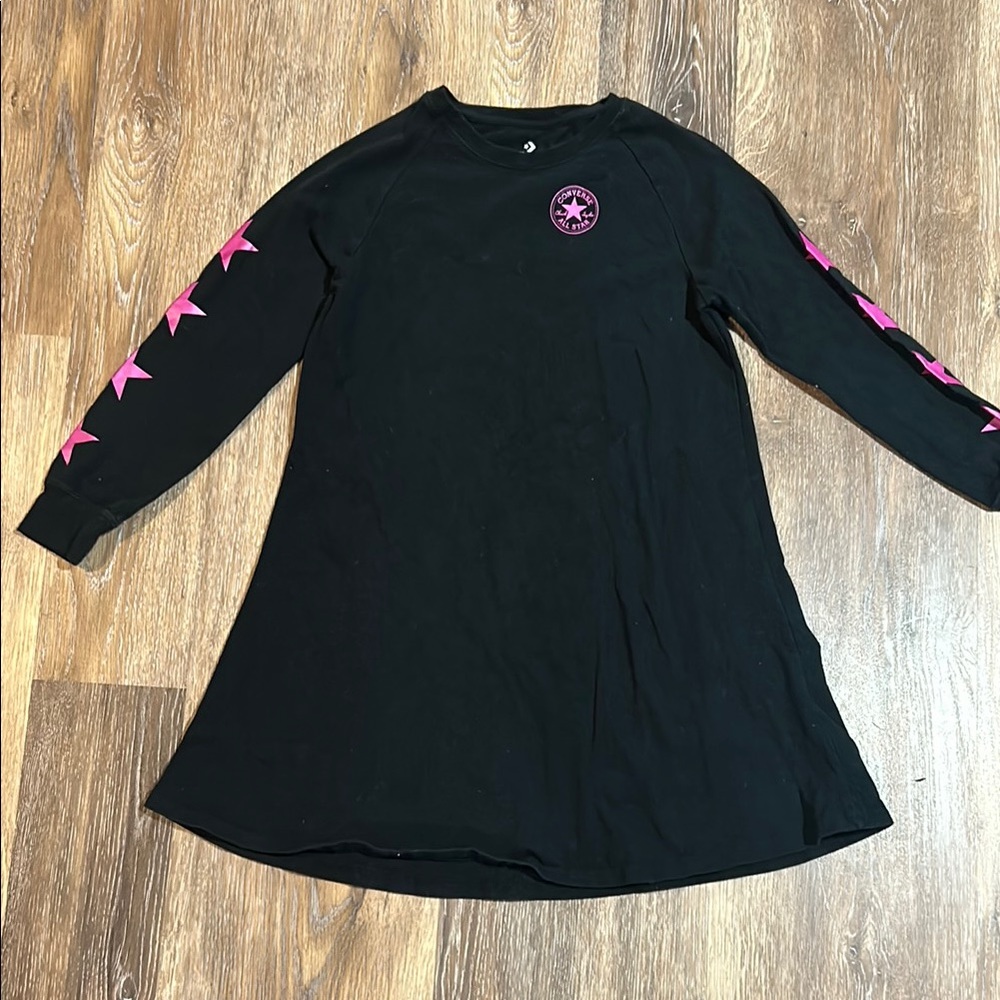 Converse Kids Black and Pink Star Long Sleeve Dress